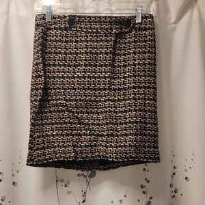 LOFT Black and Tan Patterned Pencil Skirt